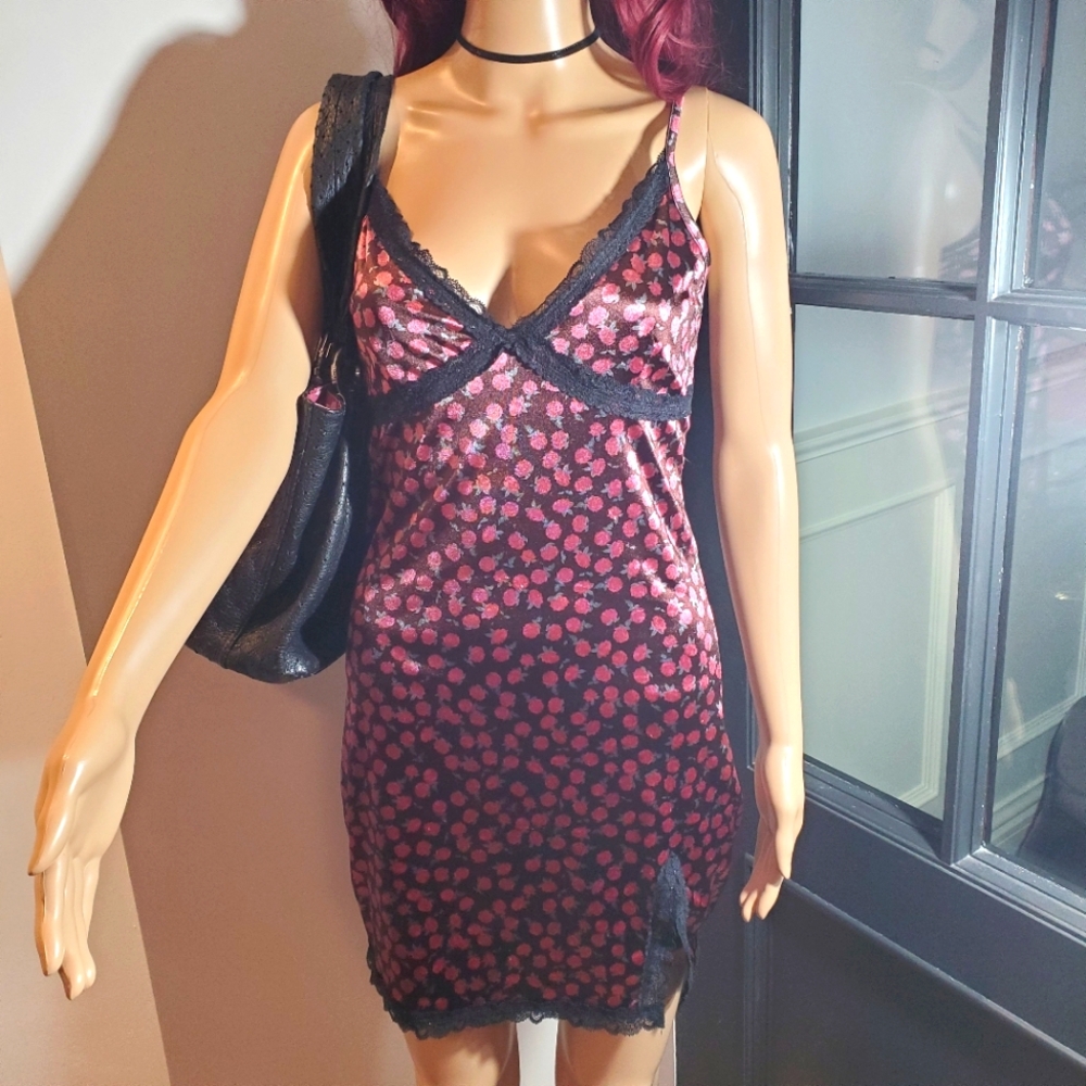 Garage Satin Flower Slip Dress